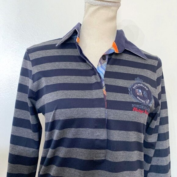 PAUL & SHARK YATCHING NORTH SEA CLUB VINTAGE WOMEN'S NAVY GREY LONG SLEEVE TOP - Picture 5 of 12